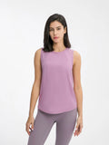 Cutout Back Round Neck Active Tank - CELIVINE