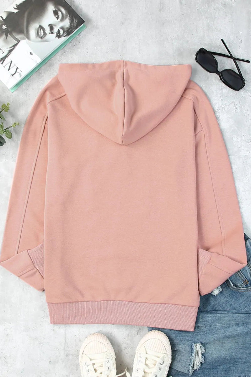 Lace Up Long Sleeve Hoodie - CELIVINE