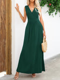 Surplice Neck Sleeveless Maxi Dress - CELIVINE