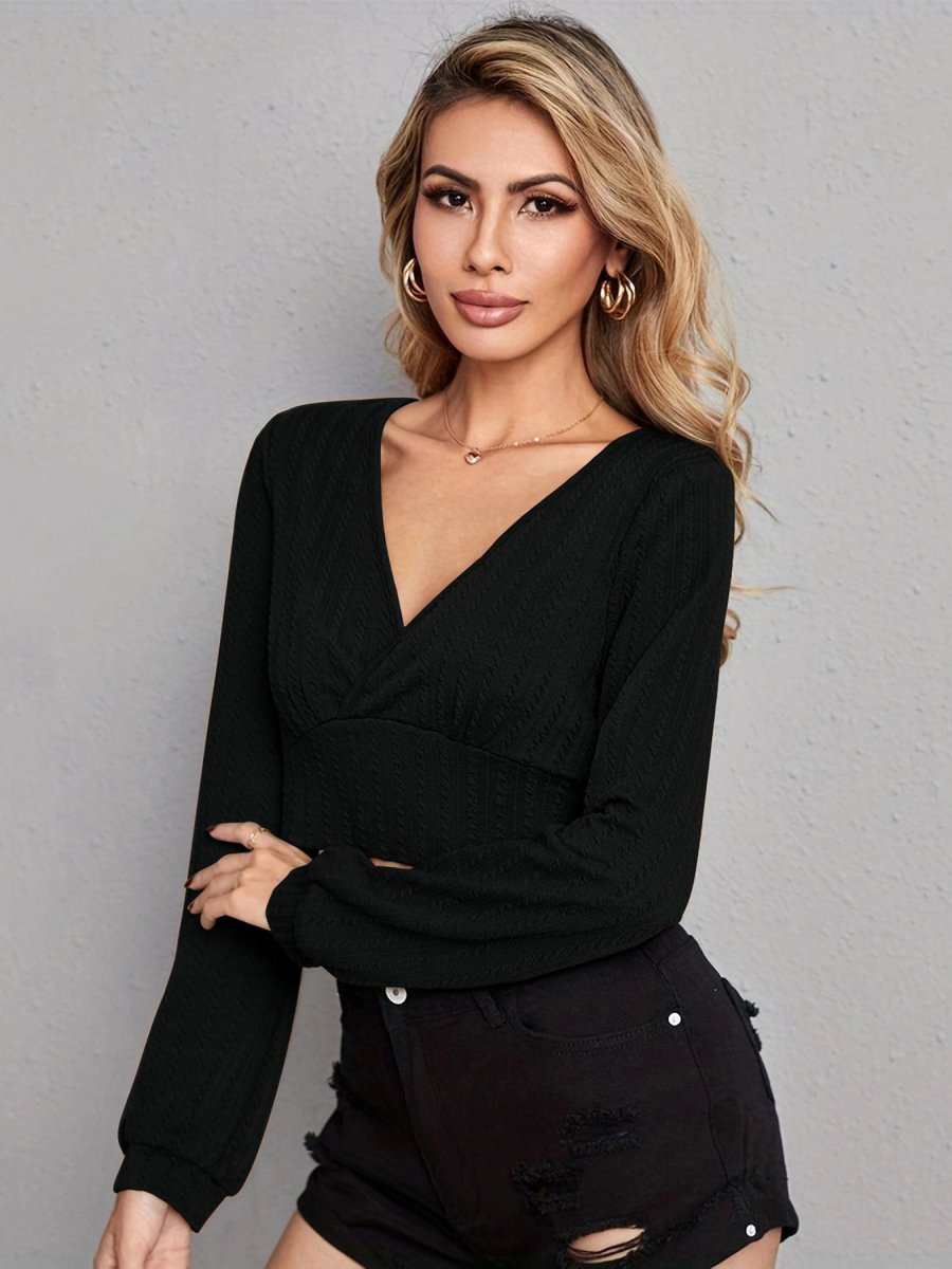V Neck Crop Top - CELIVINE