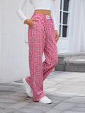 Plaid Wide Leg Casual Pants - CELIVINE