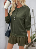 Button Front Mini Sweatshirt Dress - CELIVINE