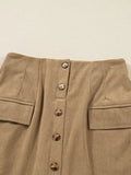 Corduroy Buttoned Front Mini Skirt - CELIVINE