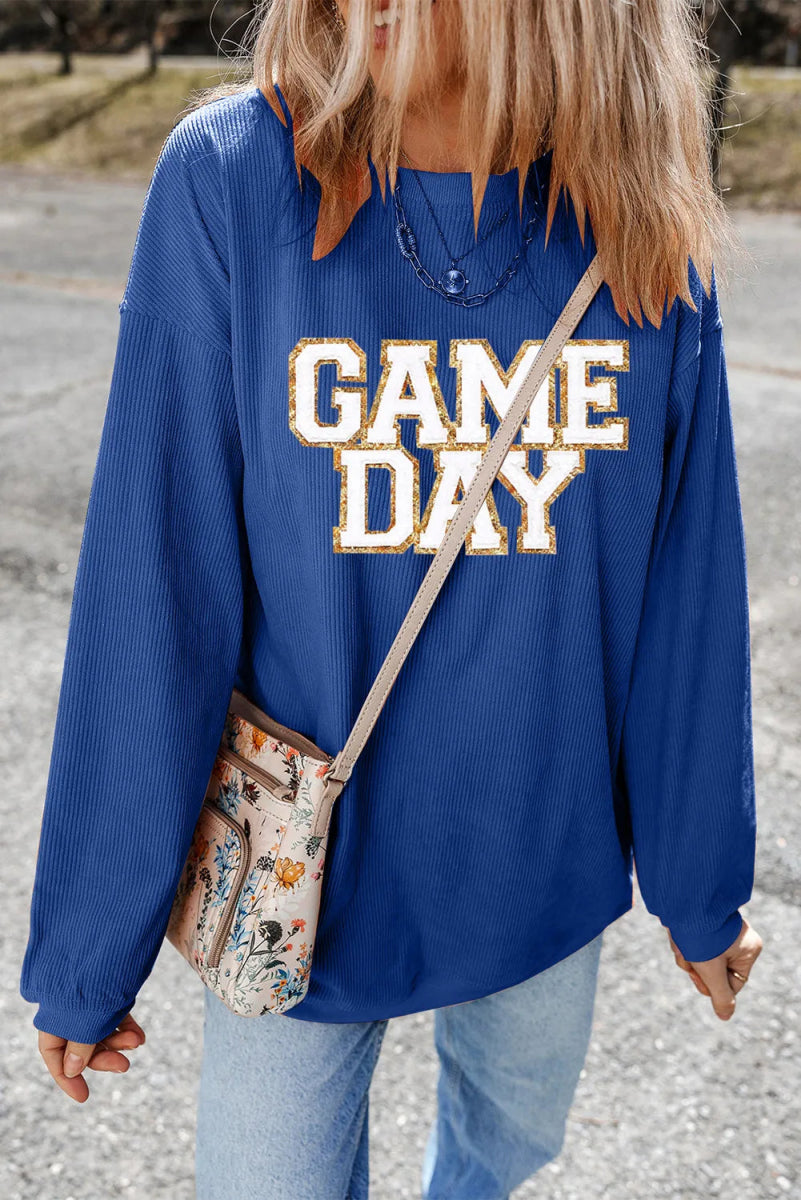 GAME DAY Round Neck Long Sleeve Sweatshirt - CELIVINE