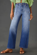 High - Waisted Wide - Leg Vintage Wash Jeans - CELIVINE