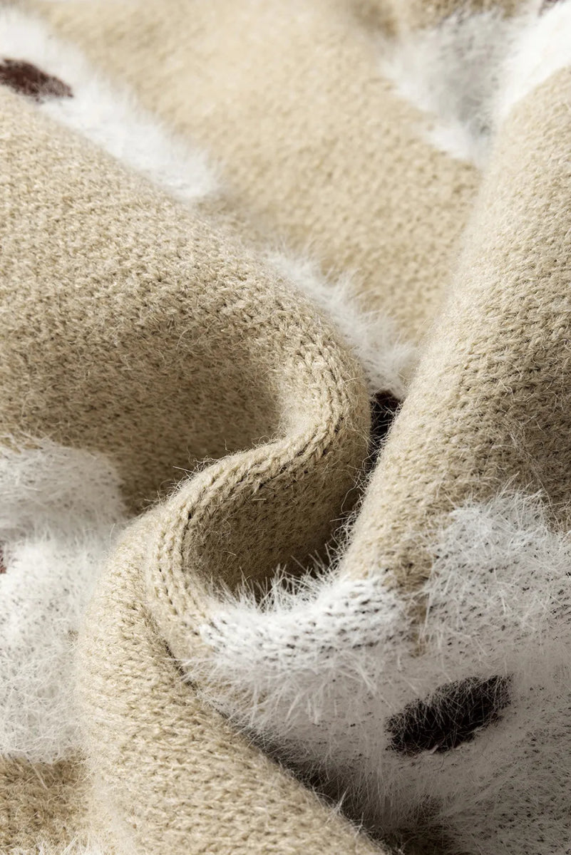 Flower Half Zip Long Sleeve Sweater - CELIVINE