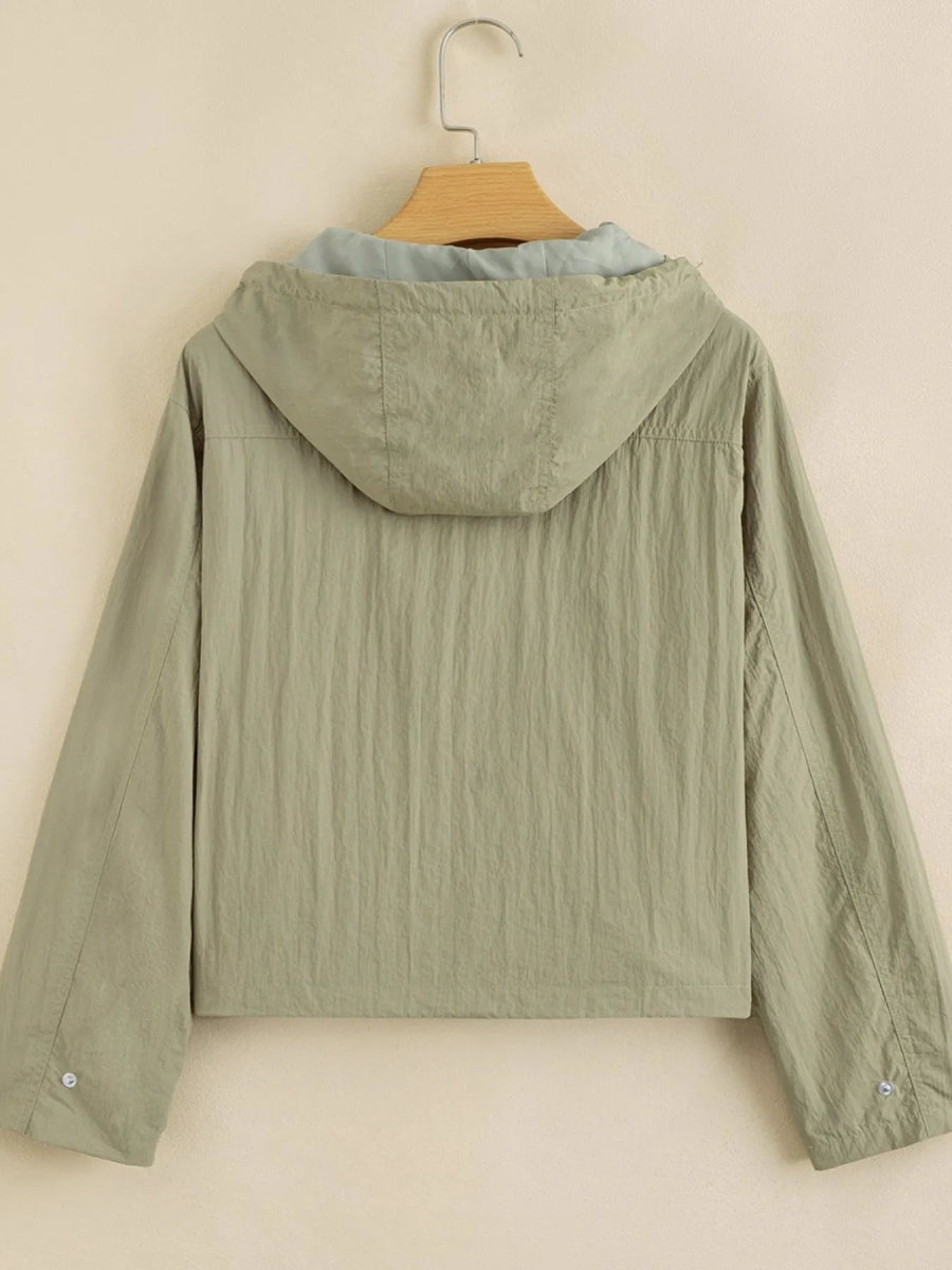 Zip Up Cropped Hooded Utility Jacket - CELIVINE