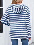 Striped Dropped Shoulder Hoodie - CELIVINE