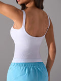 Scoop Neck Active Tank with Detachable Chest Pads - CELIVINE