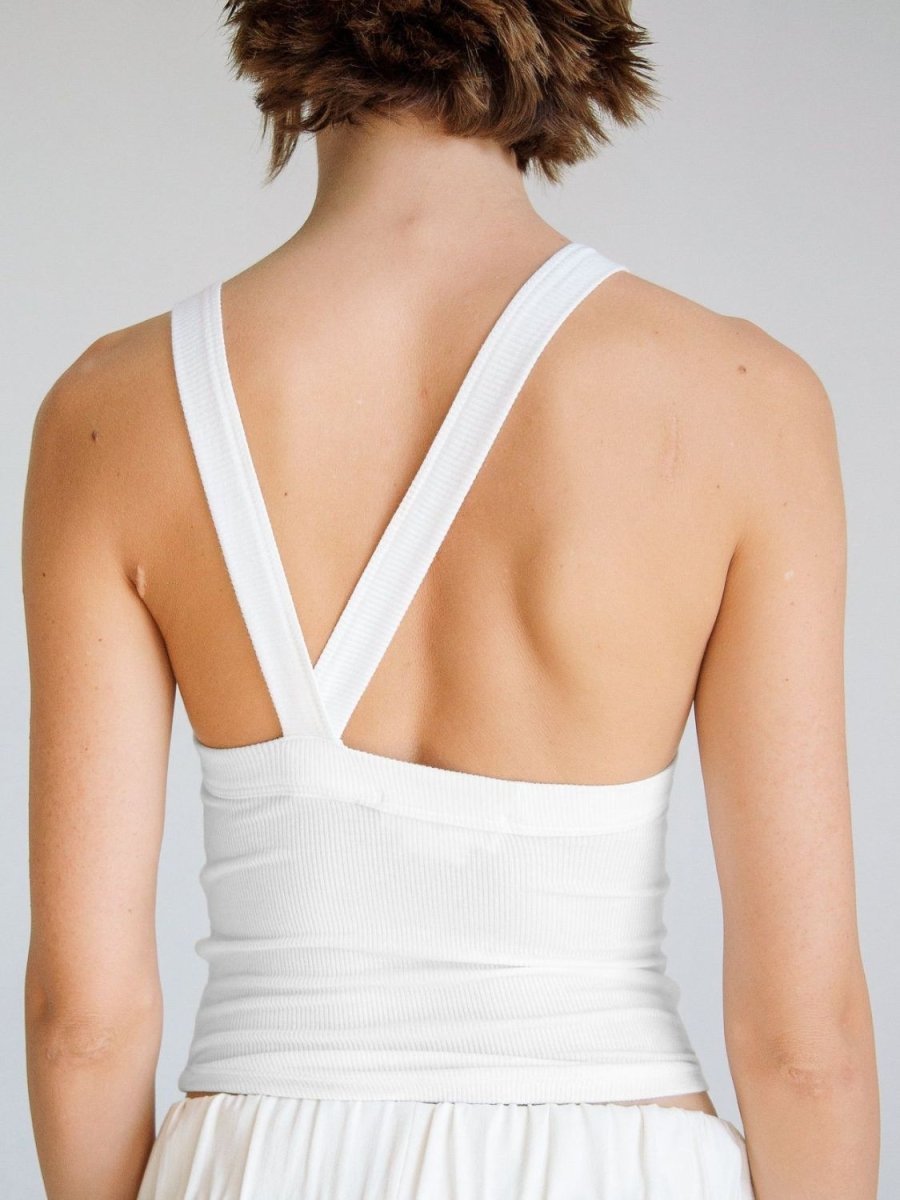 Halter Neck Ribbed Cropped Top - CELIVINE