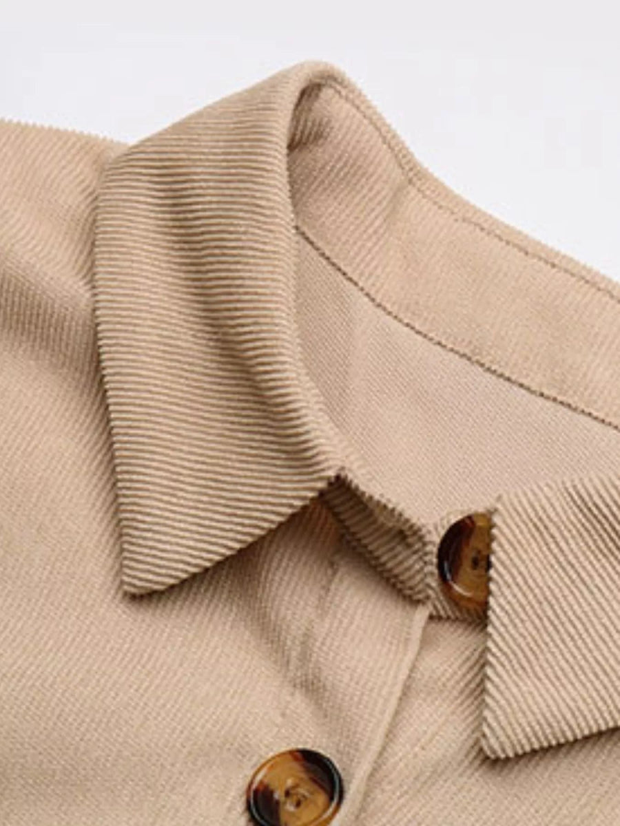 Button - Front Tie Waist Shirt Dress - CELIVINE