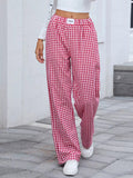 Plaid Wide Leg Casual Pants - CELIVINE
