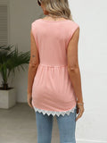 Lace Trim Sleeveless Babydoll Tank Top - CELIVINE