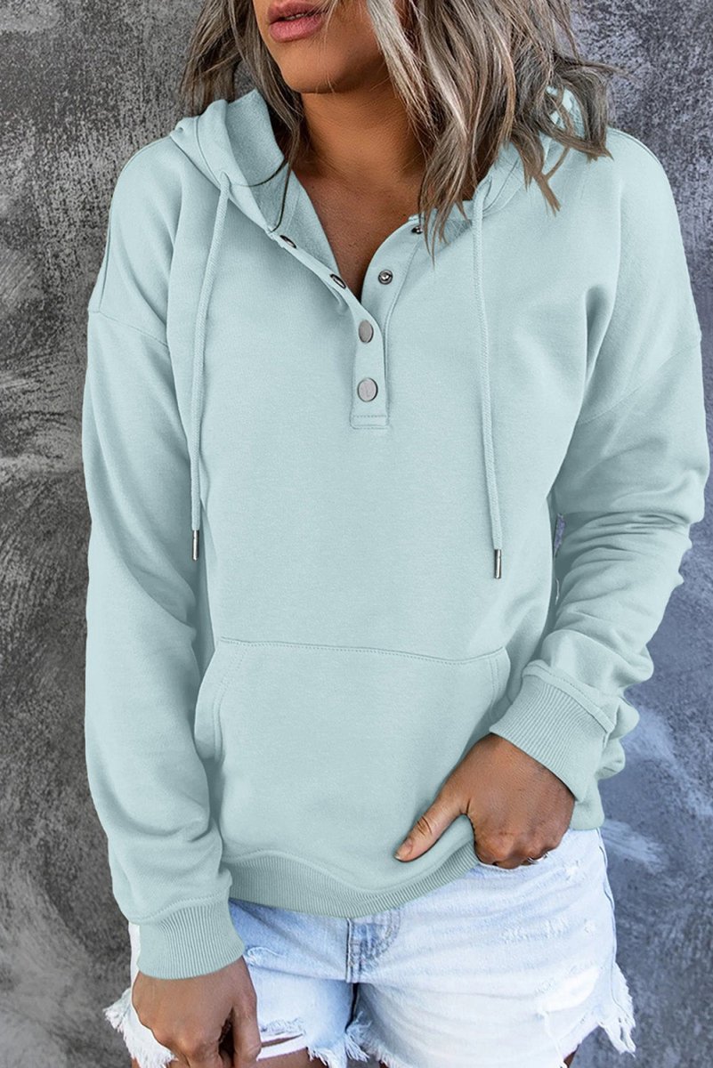 Dropped Shoulder Long Sleeve Hoodie with Pocket - CELIVINE