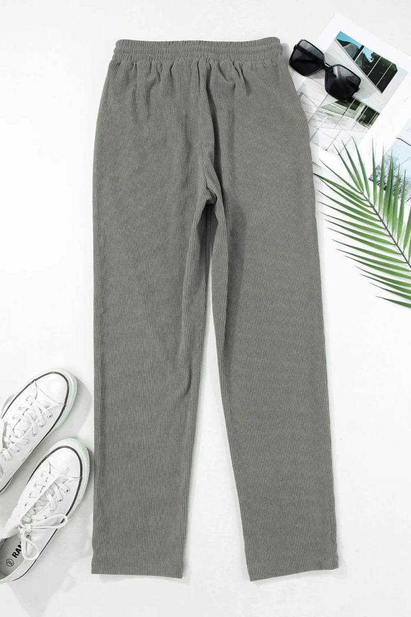 Drawstring Straight Pants with Pockets - CELIVINE