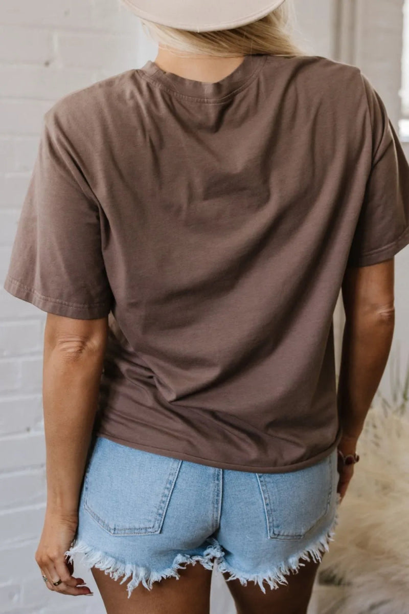 Graphic Crew Neck Western Short Sleeve Tee - CELIVINE