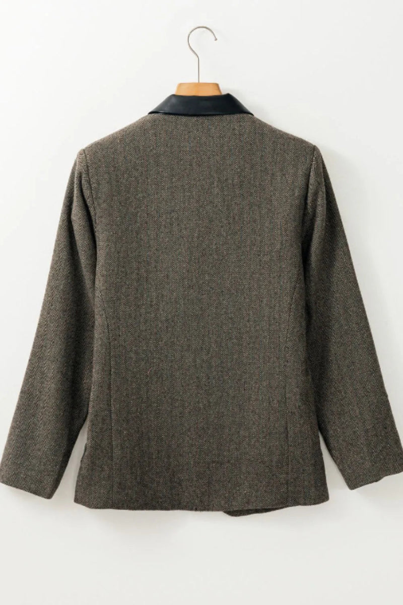 Pocketed Buttoned Long Sleeve Blazer - CELIVINE