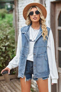 Sleeveless Denim Top with A Detachable Hood - CELIVINE