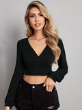 V Neck Crop Top - CELIVINE