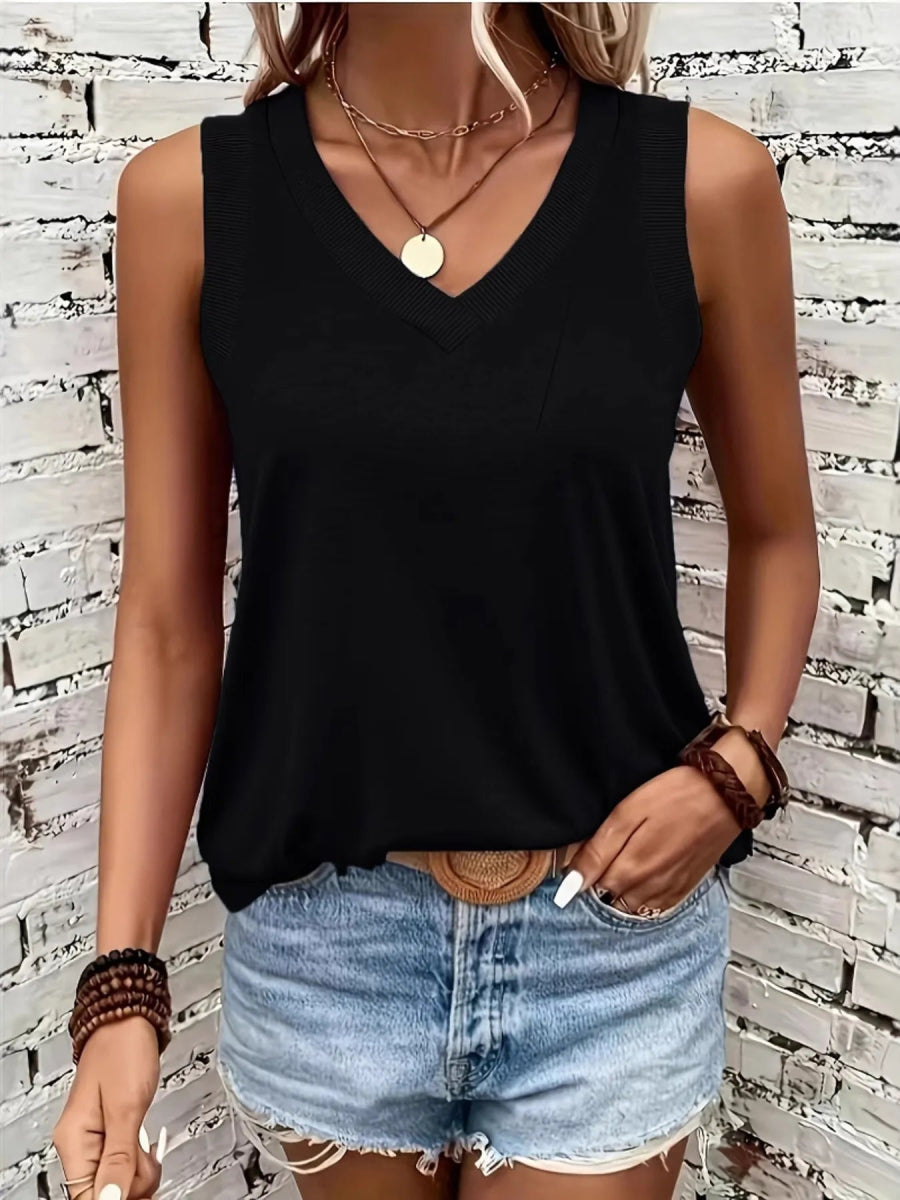 Breathable V - Neck Ribbed - Band Tank Top - CELIVINE