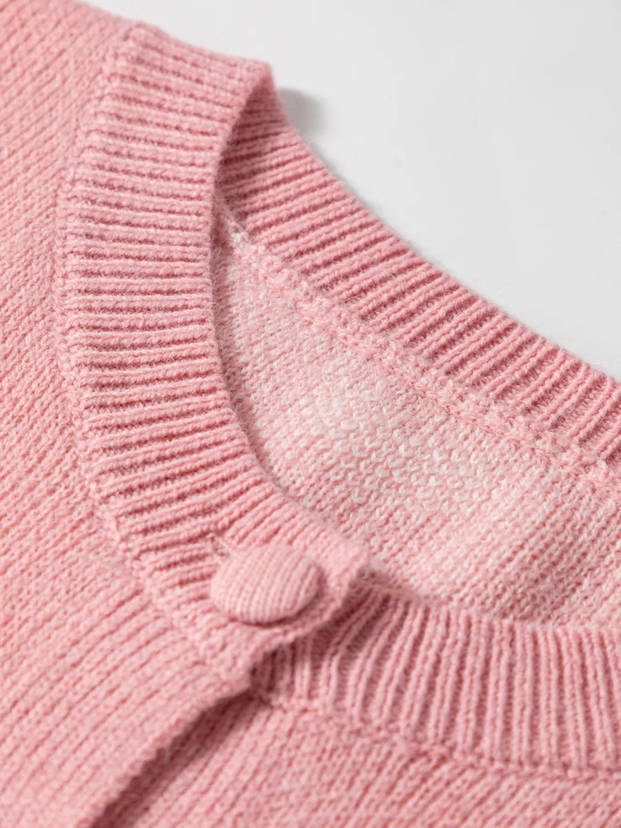 Heart Pattern Button Front Cardigan - CELIVINE