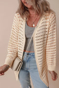 Openwork Open Front Cardigan - CELIVINE