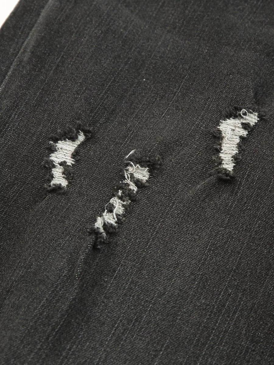 High Waist Distressed Straight Leg Jeans - CELIVINE