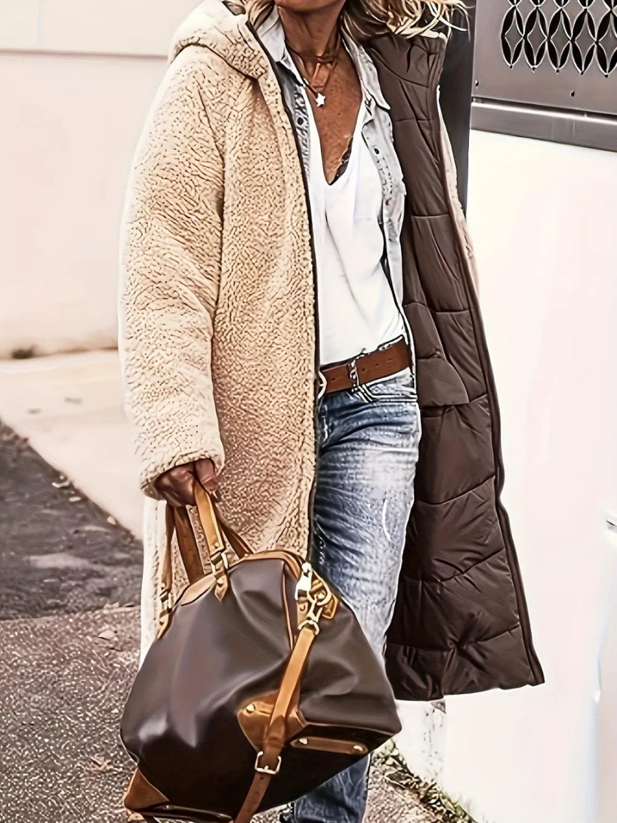 Full Size Zip Up Sherpa Hooded Coat - CELIVINE