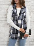 Plaid Button Down Vest Coat - CELIVINE