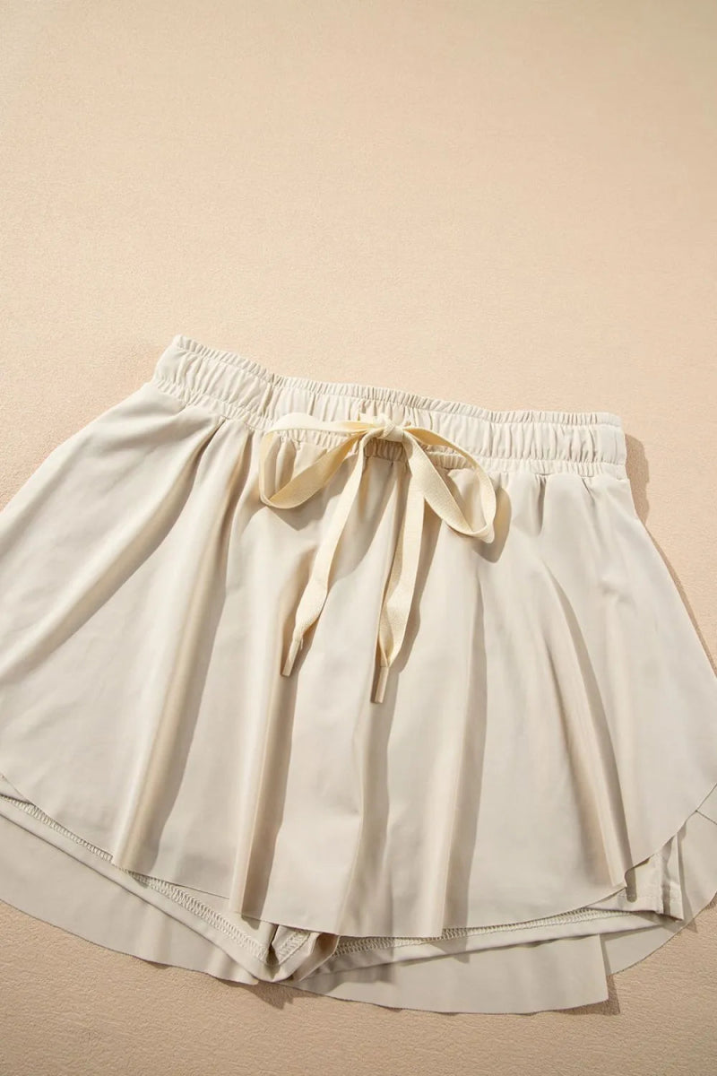 Drawstring High Waist Lined Active Skorts - CELIVINE