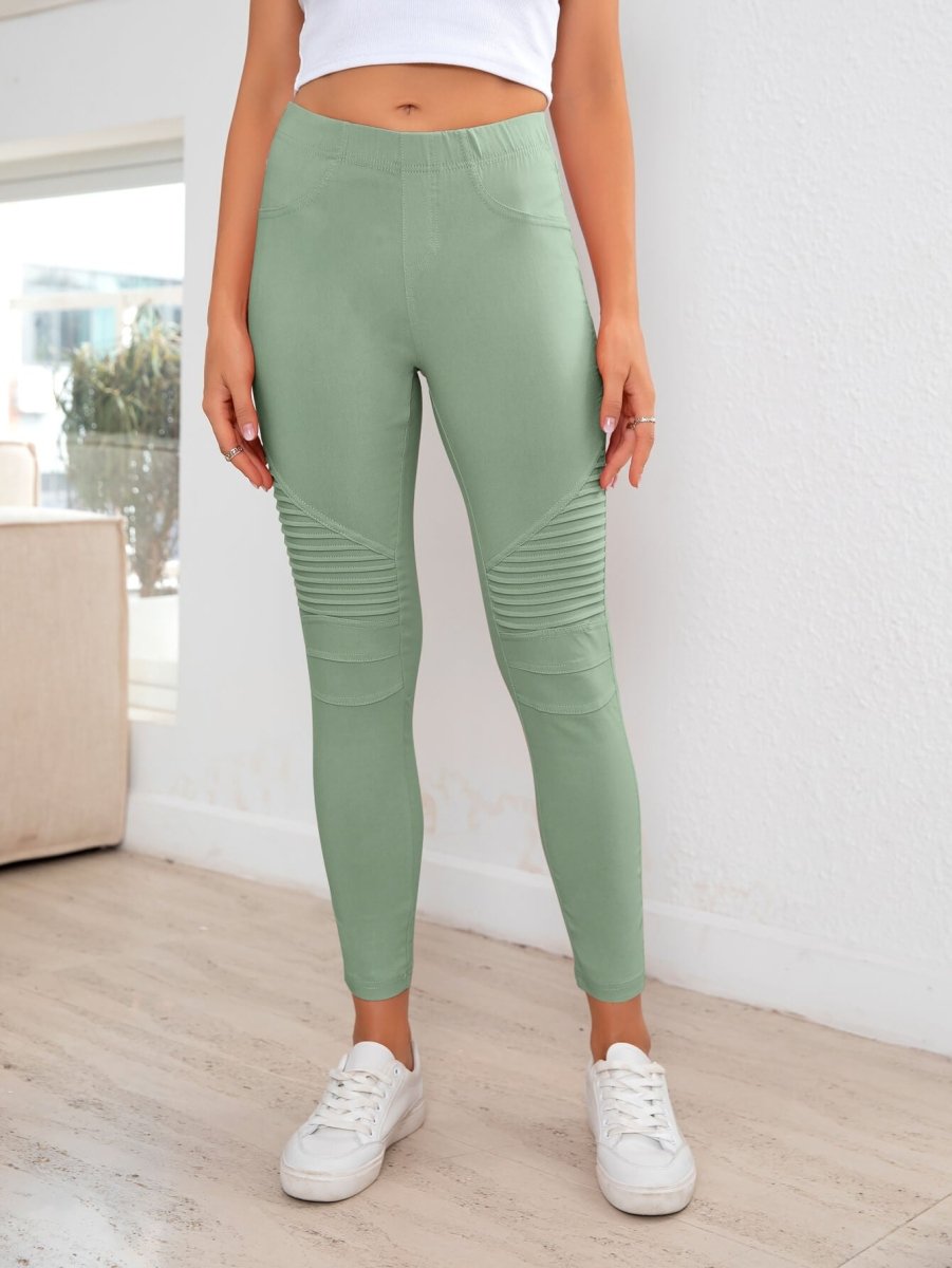 Ribbed Detail Leggings - CELIVINE