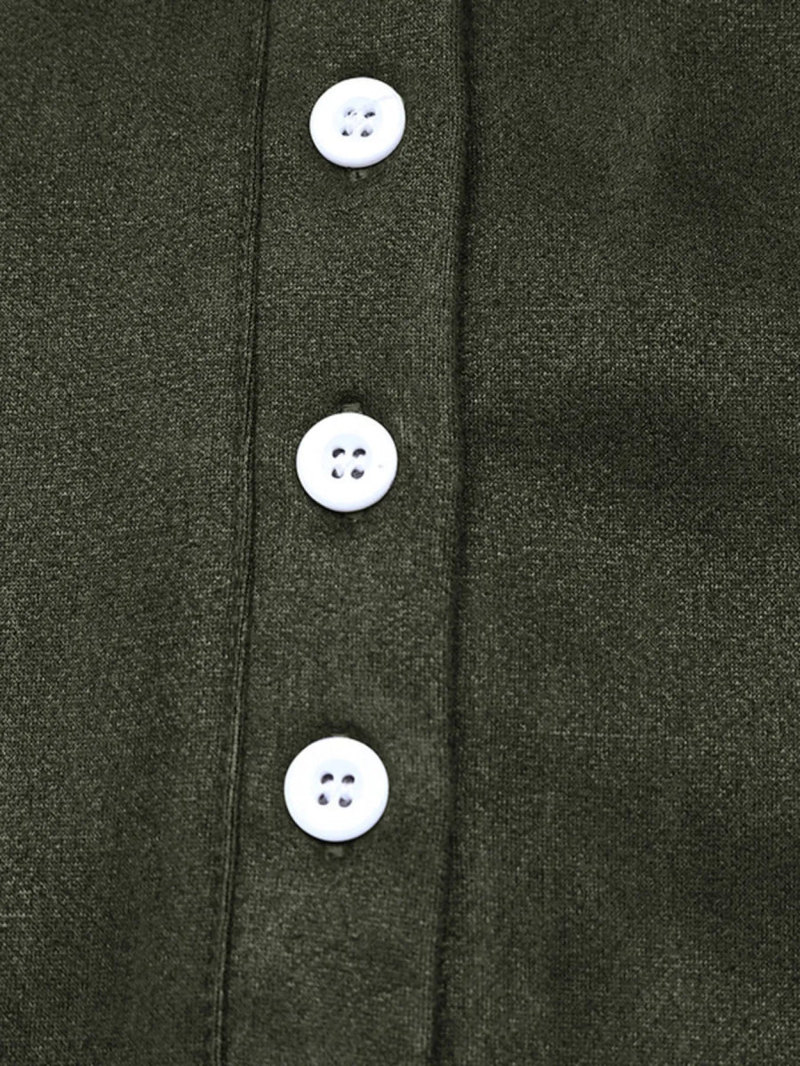 Button Front Mini Sweatshirt Dress - CELIVINE