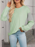 Striped Round Neck Long Sleeve Sweatshirt - CELIVINE
