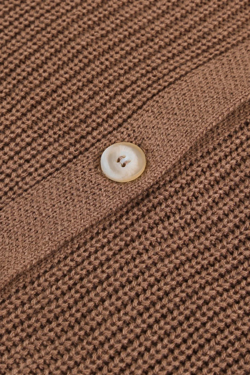 Openwork V - Neck Button Up Cardigan - CELIVINE