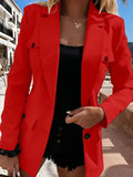 Lapel Collar Long Sleeve Blazer - CELIVINE