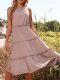Frill Tiered Midi Dress - CELIVINE