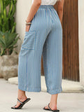 Contrast Striped Wide leg Pants - CELIVINE