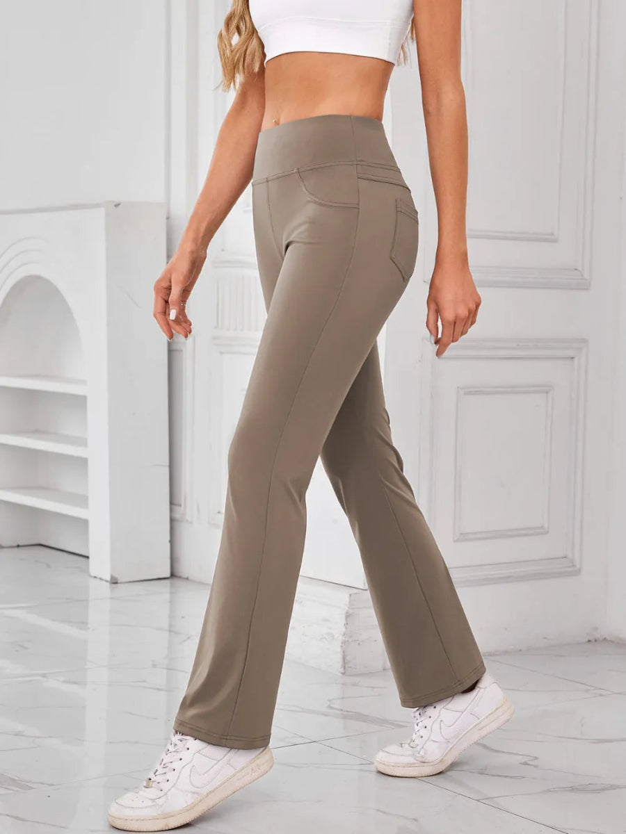 High Waist Active Pants with Pockets - CELIVINE