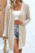 Openwork Button Down Long Sleeve Cardigan - CELIVINE