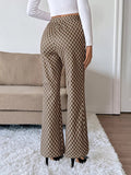 Plaid High - Waisted Wide Leg Pants - CELIVINE