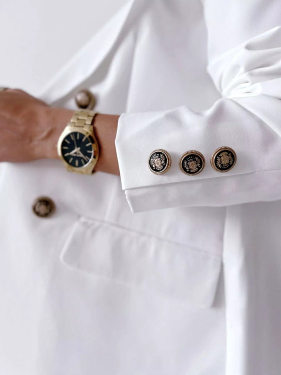 Double - Breasted Lapel Collar Blazer - CELIVINE