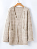 Textured Knit Open Front Cardigan with Pockets - CELIVINE