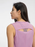 Cutout Back Round Neck Active Tank - CELIVINE