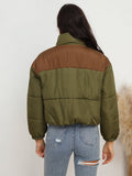 Two - Tone Zip - Up Puffer Jacket - CELIVINE