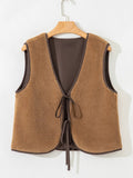 Double Tied Front Vest Coat - CELIVINE