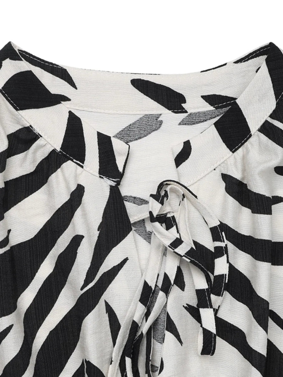 Printed Notched Sleeveless Midi Dress - CELIVINE