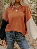 Ribbed Hem Long Sleeve Sweater - CELIVINE