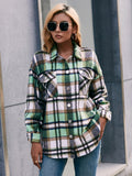 Ivy Lane Meet You Outside Plaid Button Down Curved Hem Shacket - CELIVINE