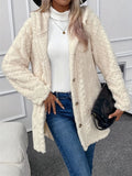 Fuzzy Button Down Hooded Coat - CELIVINE