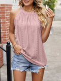 Eyelet Sleeveless Top with Gathered Detail - CELIVINE